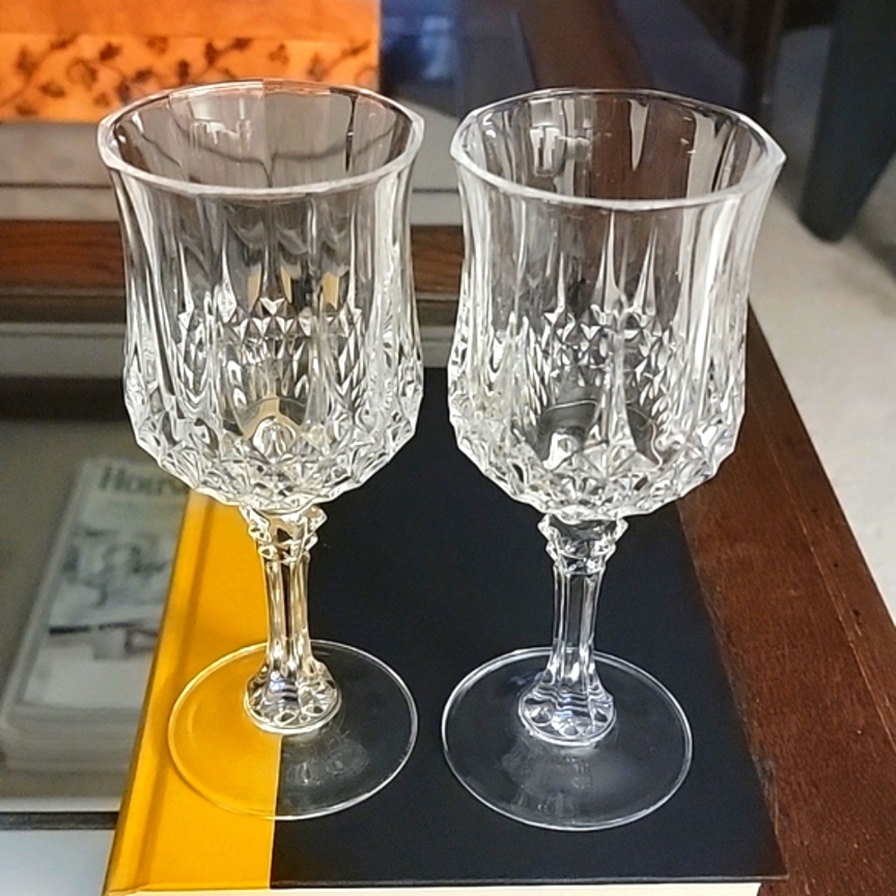 2 LONGCHAMP cristal d'arques Crystal Goblets / Glasses